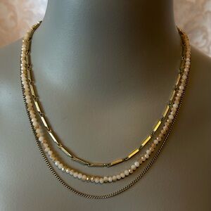 Chic JK by Thirty-one Boho Layered Necklace, Glass Beads, 2 Gold-tone Chains